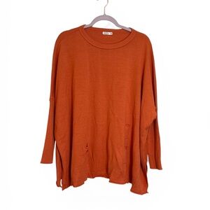 Mersea Catalina Crewneck Traveler Sweater Orange One Size Side Slit Lightweight